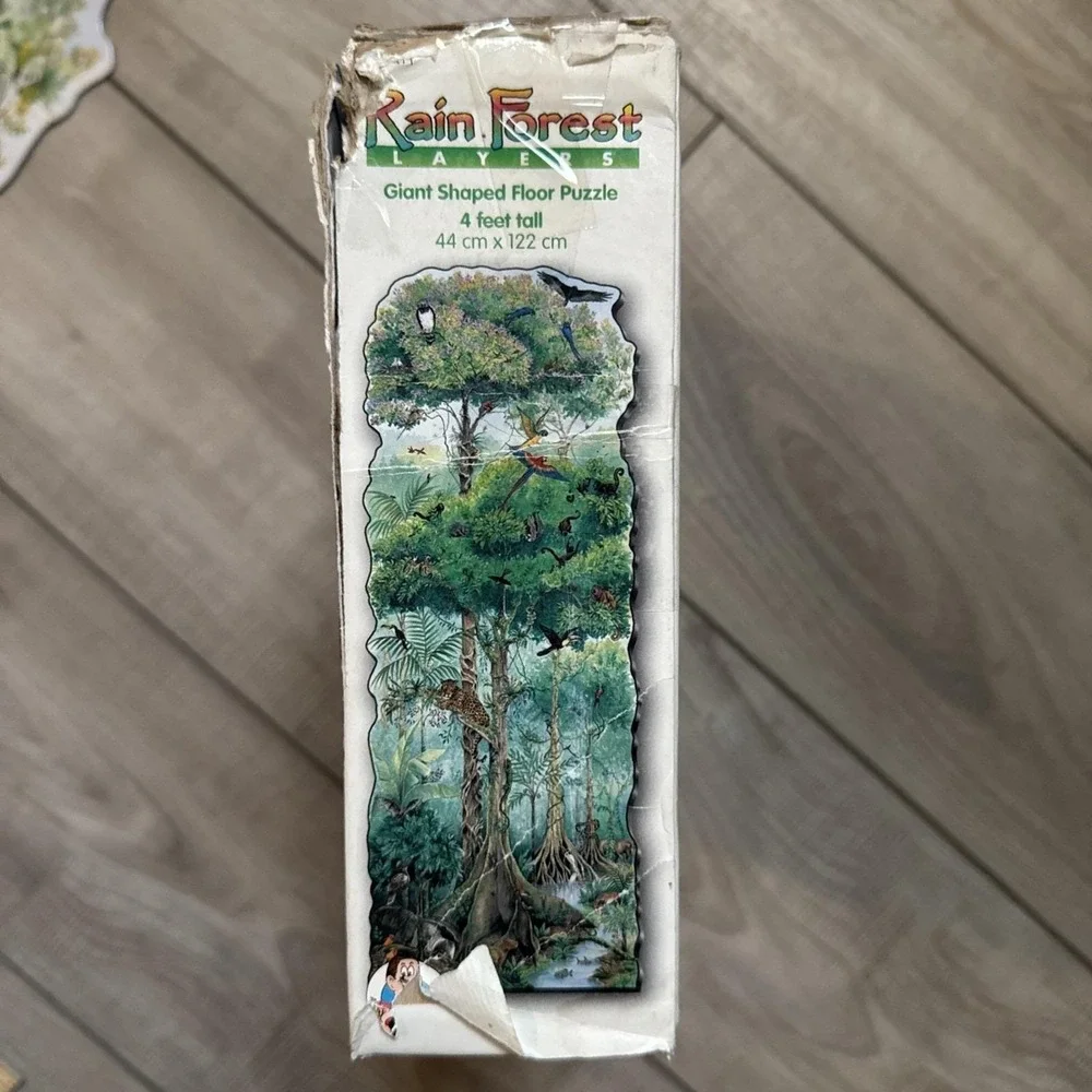 Vintage 1996 Frank Schaffer RAIN FOREST LAYERS 100pc Giant Floor Puzzle 4ft Tall